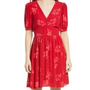 NWT Chelsea28 Red Jungle Floral Button Front Dress XL Romantic Tropical Vacation